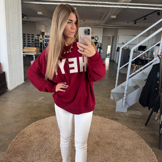 HEY! Sweatshirt - Bordeaux