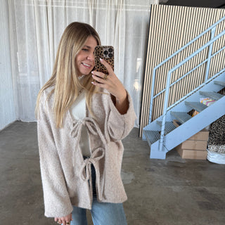 Filz Schleifen Jacke - Creme