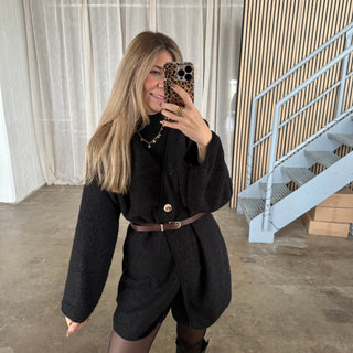 Filz Jacke - Schwarz (inkl. Gürtel)