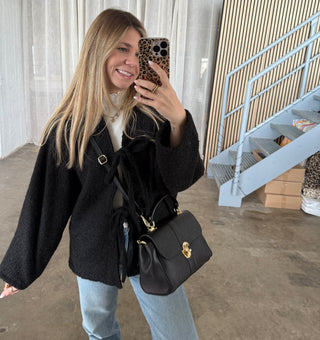 Filz Schleifen Jacke - Schwarz