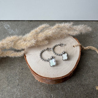 GRACE Creolen | Silber Weiß