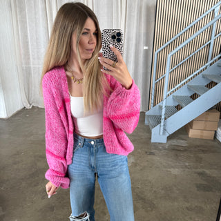 Short Strickjacke Oversize - Pinky Pink