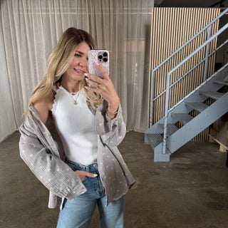Musselinbluse Hearts - Grau
