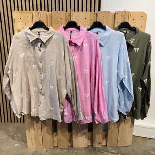 Musselinbluse Colour Schleifen