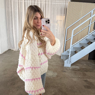 Pops Pulli - Weiß x Rosa