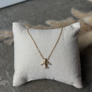 Airplane Kette | Strass Gold