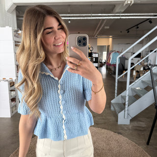 Oberteil Cropped Cuteness - Hellblau
