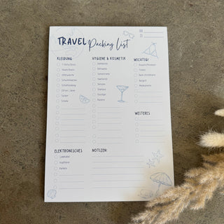 Reise Packliste Block A5