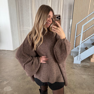 Oversized Pulli - Hellbraun