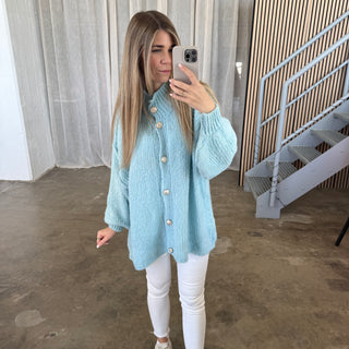 Oversized Strickjacke - Hellblau