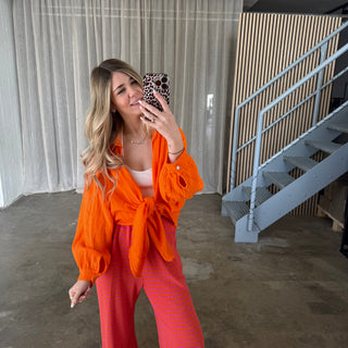 Oversize Musselinbluse - Orange