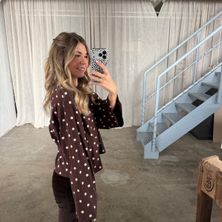 Basic Oversize Longsleeve Dots - Braun