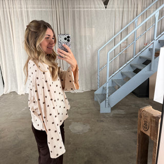 Basic Oversize Longsleeve Dots - Creme