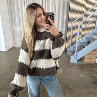 Pullover Cute Waves - Taupe x Creme