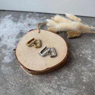 Edge Creolen | Strass Gold