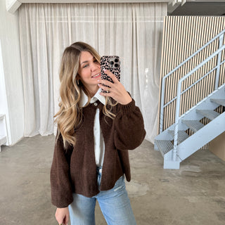 Strickjacke Single Button - Espresso