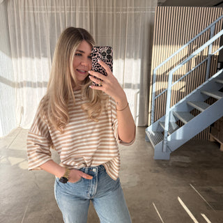 Oversize T-Shirt Stripes - Beige x Creme