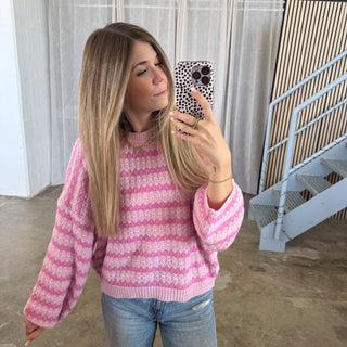 Pulli Curved Stripes - Pink x Rosa