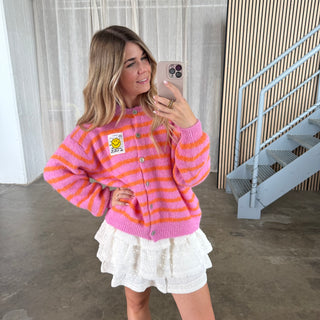 Smile Strickjacke - Pink x Orange