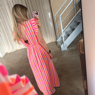Musselinkleid Rosie - Neon Pink x Orange