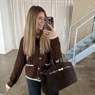 Strickjacke Tangled - Braun x Creme