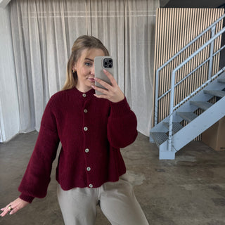 Basic Strickjacke - Bordeaux