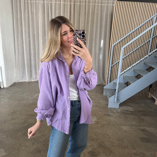 Oversize Musselinbluse - Lavendel