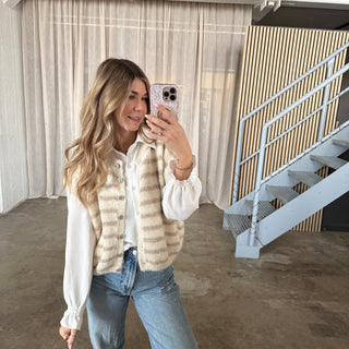 Stoff Pullunder Stripes - Creme x Beige