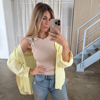 Musselinbluse Oversize - Butter Yellow