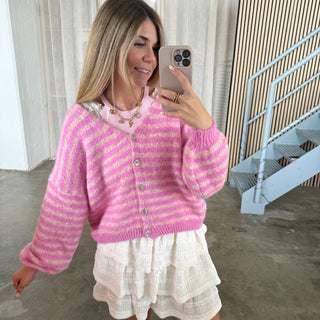 Stripes Strickjacke - Rosa x Pink