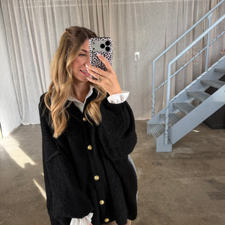 Oversized Strickjacke - Schwarz