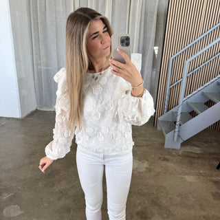 Special Bluse Flowers - Weiß