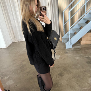 Strickjacke Boucle - Schwarz