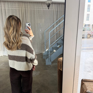 Strickjacke Bella - Taupe x Creme