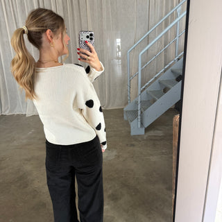 Strickjacke Dora Dots - Creme x Schwarz