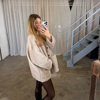Oversized Teddy Jacke - Creme