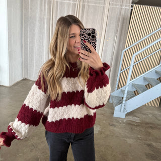 Pullover Cute Waves - Bordeaux x Creme