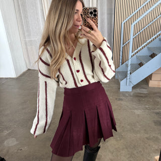 Strickjacke Heart Buttons - Bordeaux x Creme