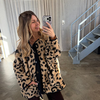 Oversized Teddy Jacke - Leo Camel