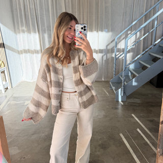Strickjacke Mila - Beige x Creme