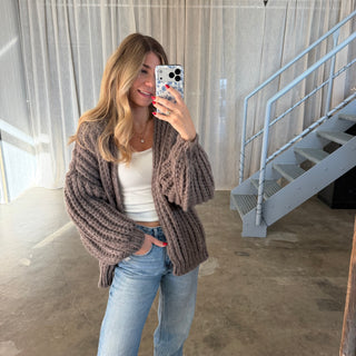 Strickjacke Lima Uni - Taupe