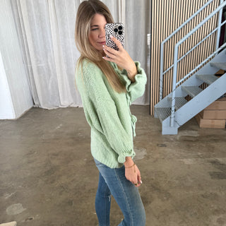 Strickjacke Schleifen - Lime