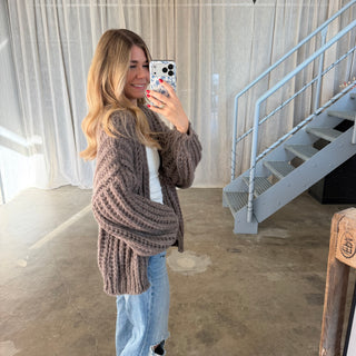 Strickjacke Lima Uni - Taupe