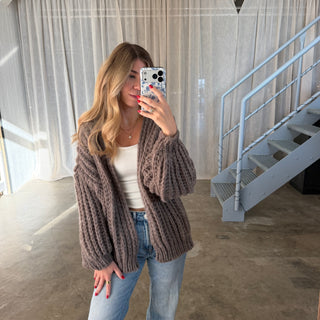 Strickjacke Lima Uni - Taupe