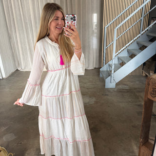 Boho Maxi Kleid - Weiß