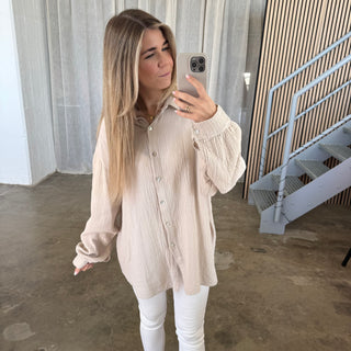 Musselinbluse Oversize - Beige