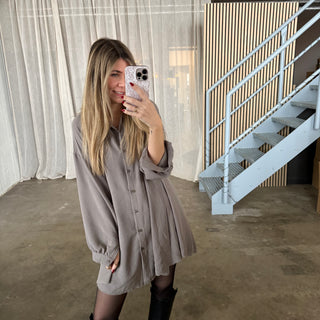 Blusen-Kleid - Taupe