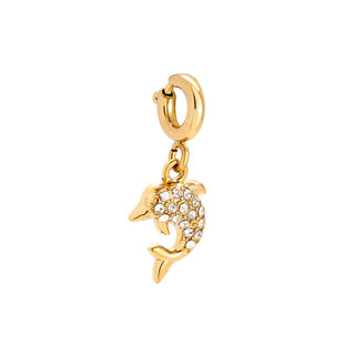 Tiny Charm Diamond Dolphin | Strass Gold