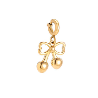 Tiny Charm Cherry Bow | Gold