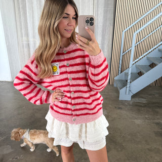 Smile Strickjacke - Rosa x Rot